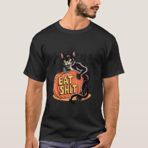 Lustige Halloween-Katze und Kürbis T-Shirt