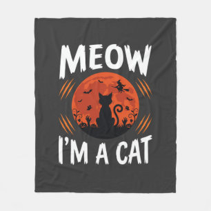 Lustige Halloween-Katzen-Mond-Silhouette Grafik Fleecedecke
