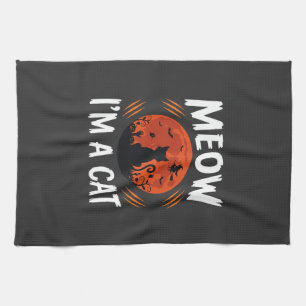 Lustige Halloween-Katzen-Mond-Silhouette Grafik Geschirrtuch