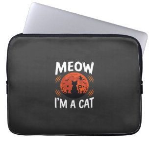 Lustige Halloween-Katzen-Mond-Silhouette Grafik Laptopschutzhülle