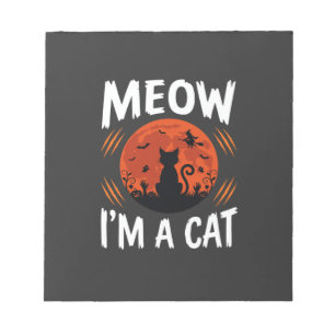 Lustige Halloween-Katzen-Mond-Silhouette Grafik Notizblock
