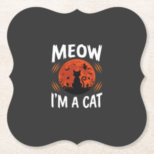 Lustige Halloween-Katzen-Mond-Silhouette Grafik Untersetzer