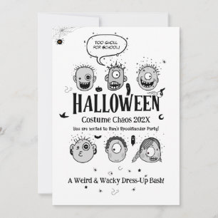 Lustige Halloween-Kostüme für Kinder, verrückte Mo Einladung