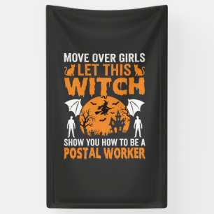 Lustige Halloween Postmitarbeiter Hexe Katze Grafi Banner