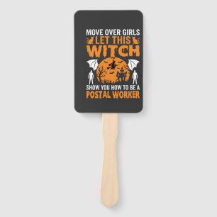 Lustige Halloween Postmitarbeiter Hexe Katze Grafi Fächer
