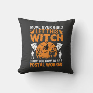 Lustige Halloween Postmitarbeiter Hexe Katze Grafi Kissen