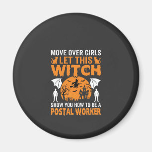 Lustige Halloween Postmitarbeiter Hexe Katze Grafi Magnet