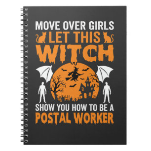 Lustige Halloween Postmitarbeiter Hexe Katze Grafi Notizblock