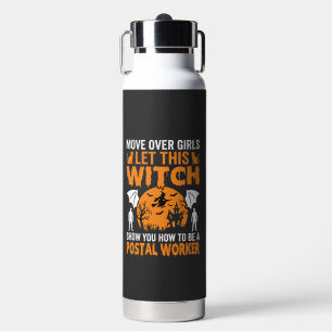 Lustige Halloween Postmitarbeiter Hexe Katze Grafi Trinkflasche