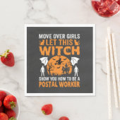 Lustige Halloween Postmitarbeiter Hexenkatze Grafi Serviette (Beispiel)