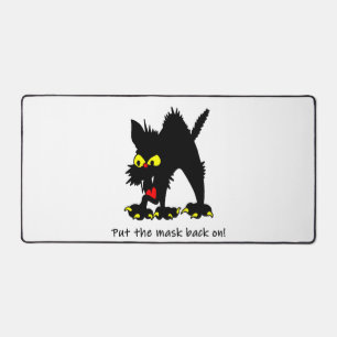 Lustige Halloween-Schwarze-Katze-Gekrümmter-Rücken Schreibtischunterlage