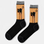 Lustige Halloween-Schwarze Katze Socken (Linkes Detail)