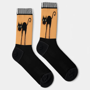 Lustige Halloween-Schwarze Katze Socken