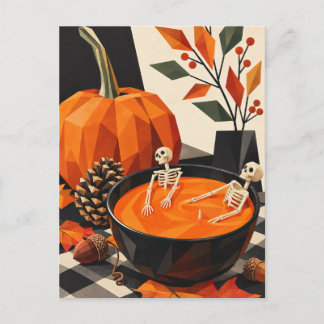 Lustige Halloween-Skelette Kürbis-Bad-Postkarte Feiertagspostkarte