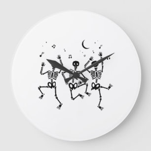 Lustige Halloween tanzende Skelette Frohe Hallowee Große Wanduhr