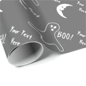 lustige Halloween weißer Geist und Halbmondschwarz Geschenkpapier (Rolleneckpunkt)