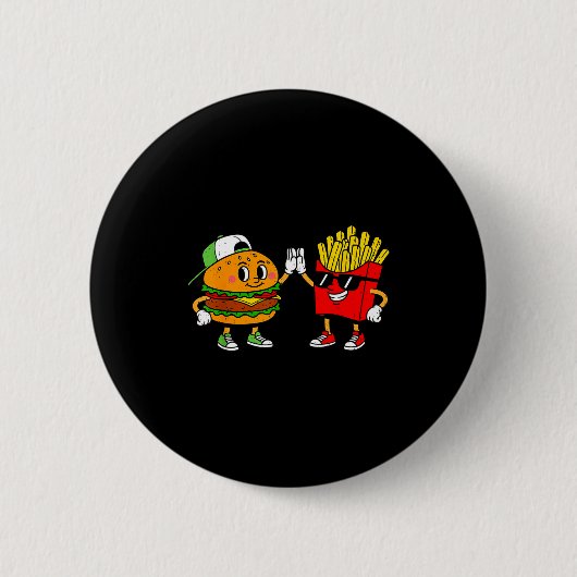 Lustige Hamburger Pommes Frites Combo Snacks Fast Button (Vorderseite)