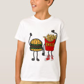 Lustige Hamburger-und Pommes-FritesCartoon-Kunst T-Shirt (Vorderseite)