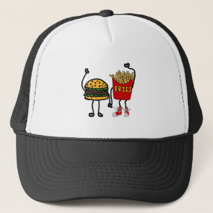 Lustige Hamburger-und Pommes-FritesCartoon-Kunst Truckerkappe