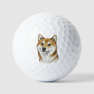 Lustige handgezeichnete Shiba Inu Valentinstagskun Golfball