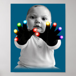 Lustige Handschuhe tragende Baby-Meme-Nischen-Desi Poster