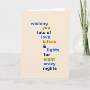 Lustige Hanukkah-Liebes-Latkes-Lichter Blau Benutz Feiertagskarte