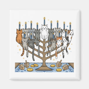 Lustige Hanukkah Meowzel Katzen Menora Magnet