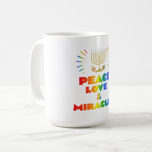 lustige Hanukkah Peace Liebe & Wunder Kaffeetasse (Vorderseite Links)