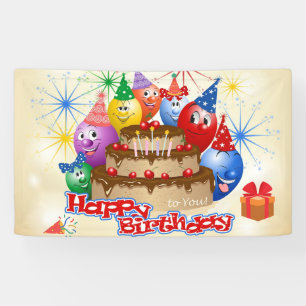 Lustige Happy Birthday Luftballons und Schokoladen Banner