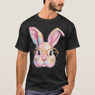 Lustige Hasen Gesicht Brille Eier Kaninchen Frohe  T-Shirt