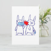 lustige Hasen Gesichtsmaske covius coronavirus Einladung (Stehend Vorderseite)