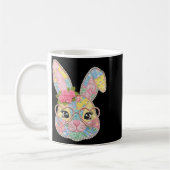 Lustige Hasengesicht-Brille florale Patchwork-Kani Kaffeetasse (Links)