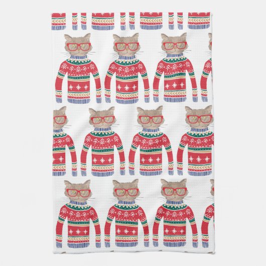 Lustige hässliche Weihnachtsstrickjacke, Handtuch (Vertikal)