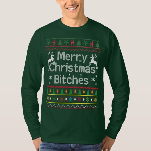 Lustige hässliche Weihnachtsstrickjacke T-Shirt (Vorderseite)