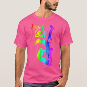 Lustige Hauskatze Regenbogen Dj Katze Kitty Rock K T-Shirt