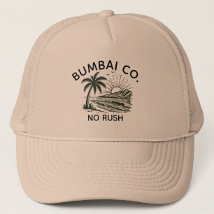 Lustige Hawaiian Bumbai Co No Rush Retro Surf Beig Truckerkappe