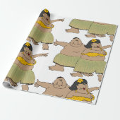 Lustige hawaiianische Hula-Tänzer Cartoon Geschenkpapier (Ungerollt)