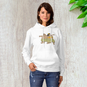 Lustige hawaiianische Hula-Tänzerinnen Cartoon Hoodie