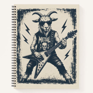 Lustige Heavy-Metal-Ziege Vintage-Rock-Illustratio Notizblock