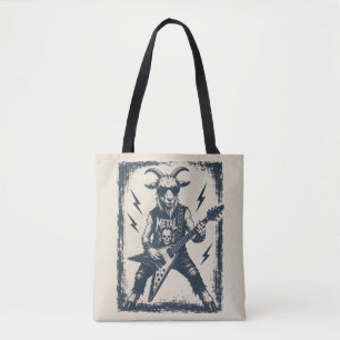 Lustige Heavy-Metal-Ziege Vintage-Rock-Illustratio Tasche