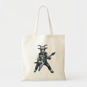 Lustige Heavy-Metal-Ziege Vintage-Rock-Illustratio Tragetasche