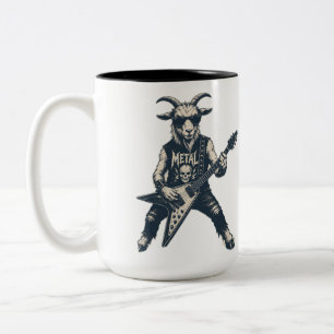 Lustige Heavy-Metal-Ziege Vintage-Rock-Illustratio Zweifarbige Tasse