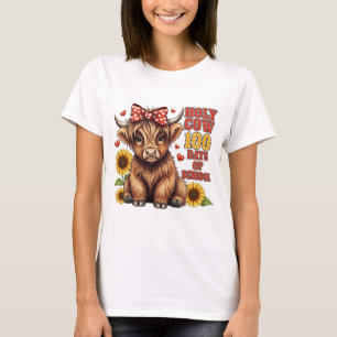 Lustige Heilige Kuh 100 Tage Schule Western Boho T T-Shirt