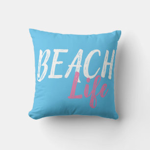 lustige, helle Farben BEACH LIFE Himmel blau Kissen