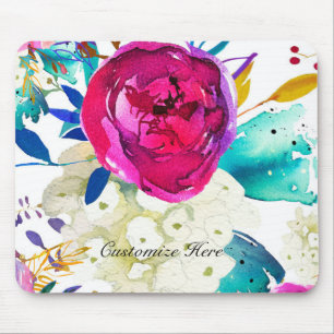 Lustige helle, fette Wasserfarbe Floral Farbspritz Mousepad