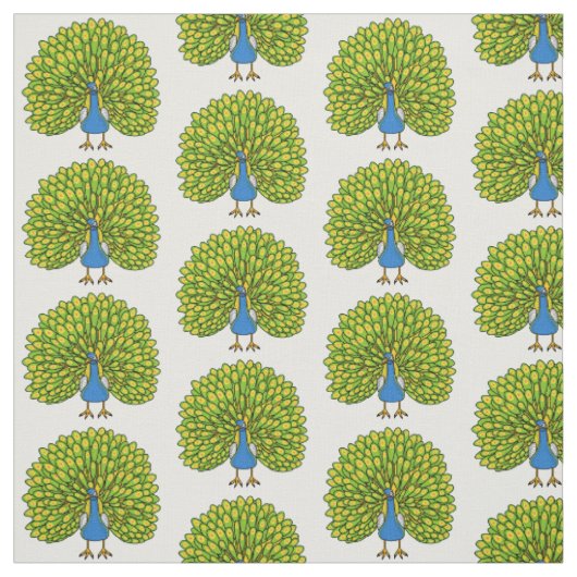 Lustige, helle Pfauenillustration Stoff (Muster)