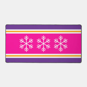 Lustige Helle Rosa Lila Streifen Alpen-Schneeflock Schreibtischunterlage