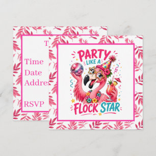Lustige Herde Stern rosa Flamingo-Party Einladung