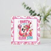 Lustige Herde Stern rosa Flamingo-Party Einladung (Stehend Vorderseite)