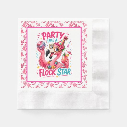 Lustige Herde Stern Rosa Flamingo-Party Serviette (Vorderseite)